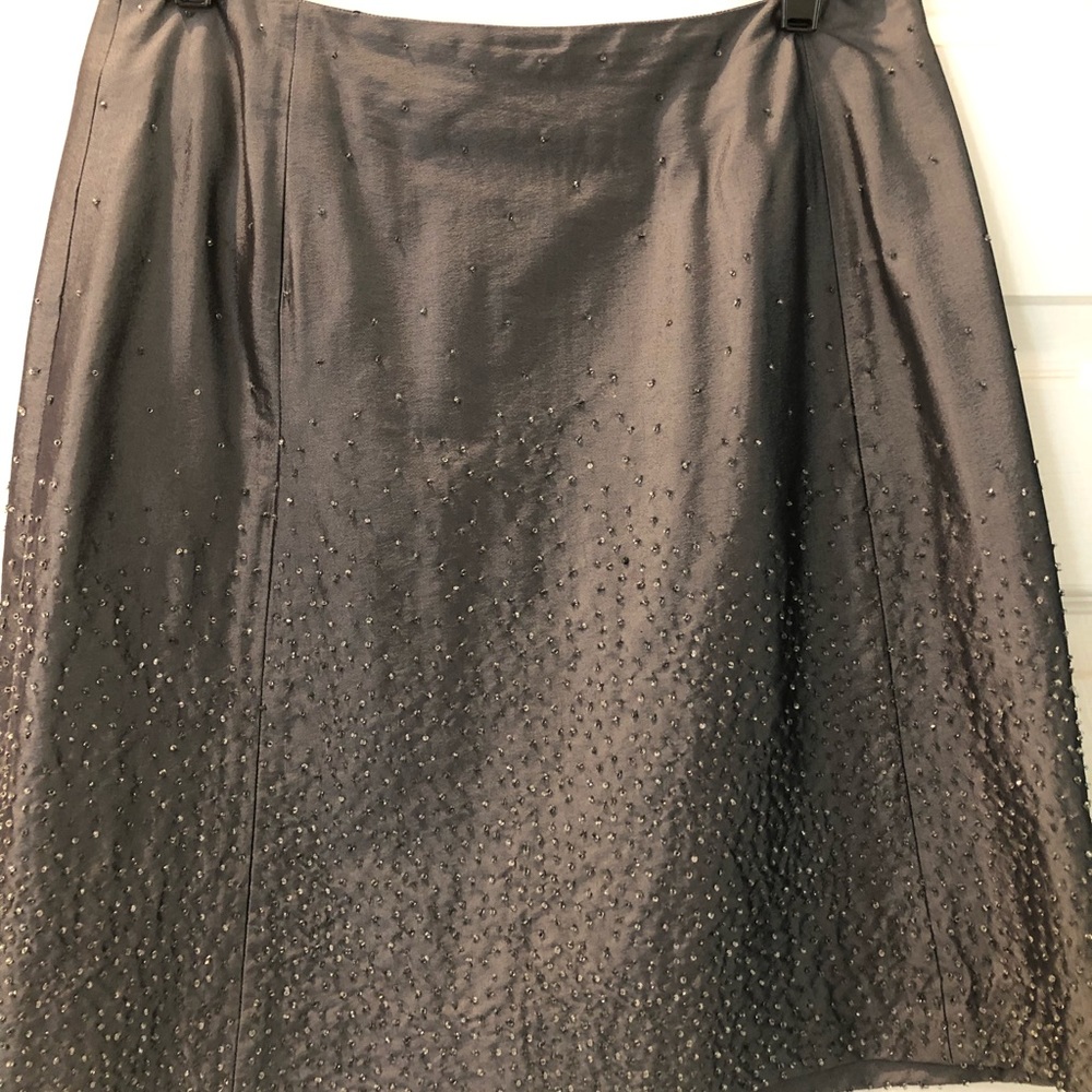 GAP beaded silver satin skirt